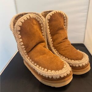 Mou 18 shearling suede boots in cognac tan eskimo boho Women’s Size 8